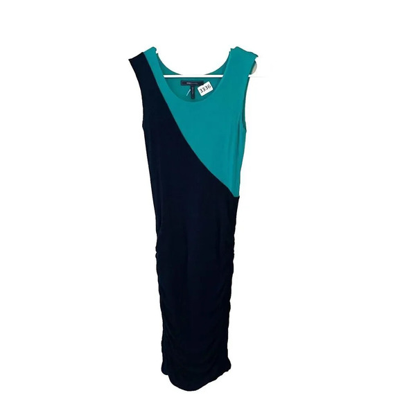 BCBGMAXAZRIA Womens Black Green Bodycon Dress Small Colorblock Sleeveless - Picture 1 of 8